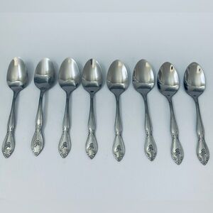 Custom Craft Monogram "R" Flatware Stainless Set Of 8 Teaspoons
